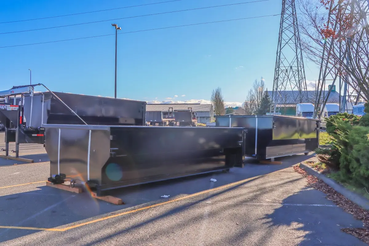Roll-off dumpster ready for waste disposal at job site for Estate Cleanout Dumpster Rental in Arlington